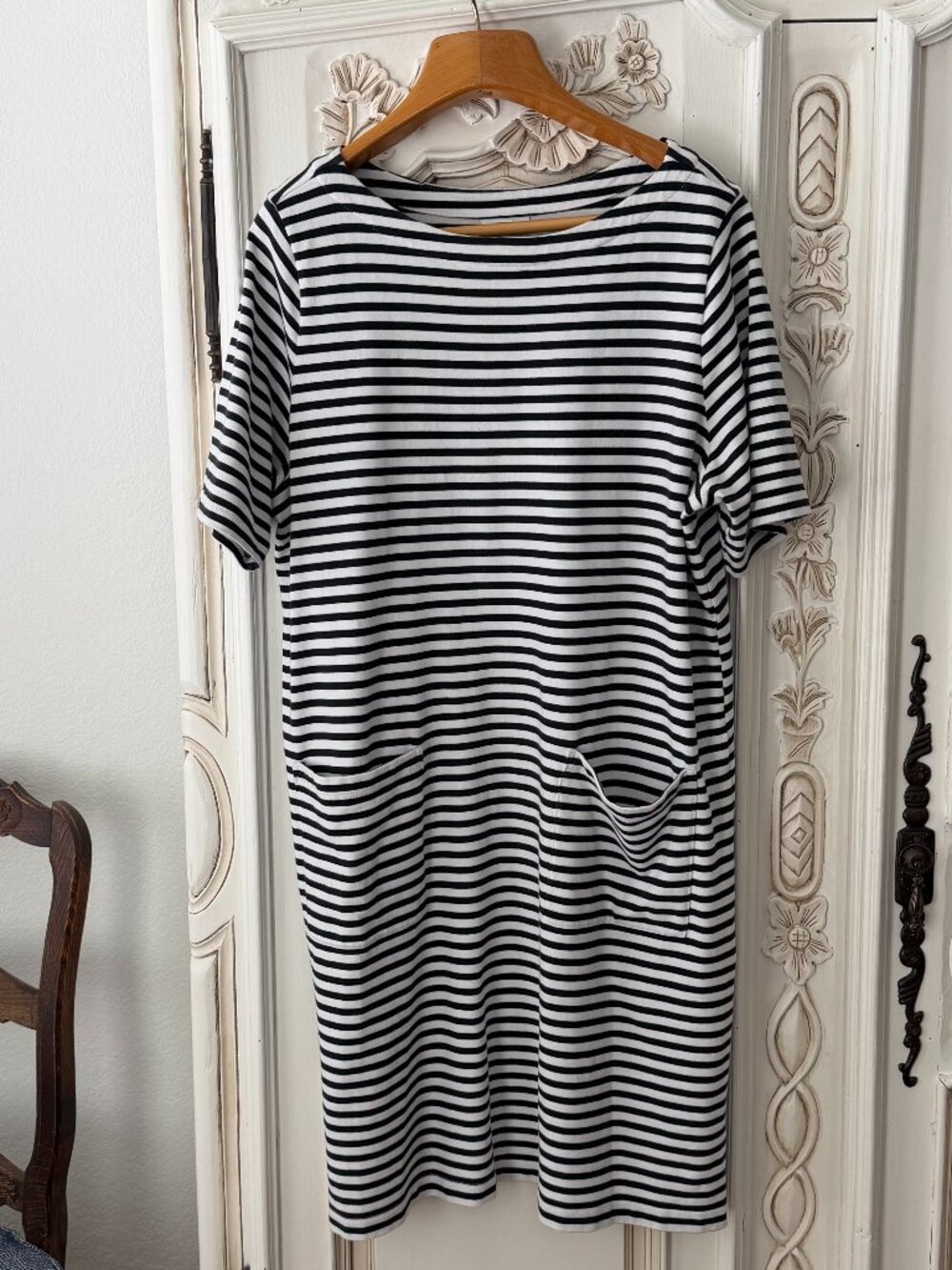 J. Jill xl black and white stripe shift dress size xl